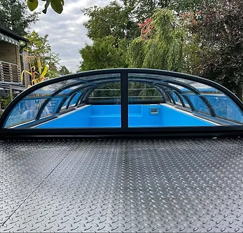 Piscine Conteneur 12,2mx 2,8m Prête à l'Emploi avec Toit, Pack Premium