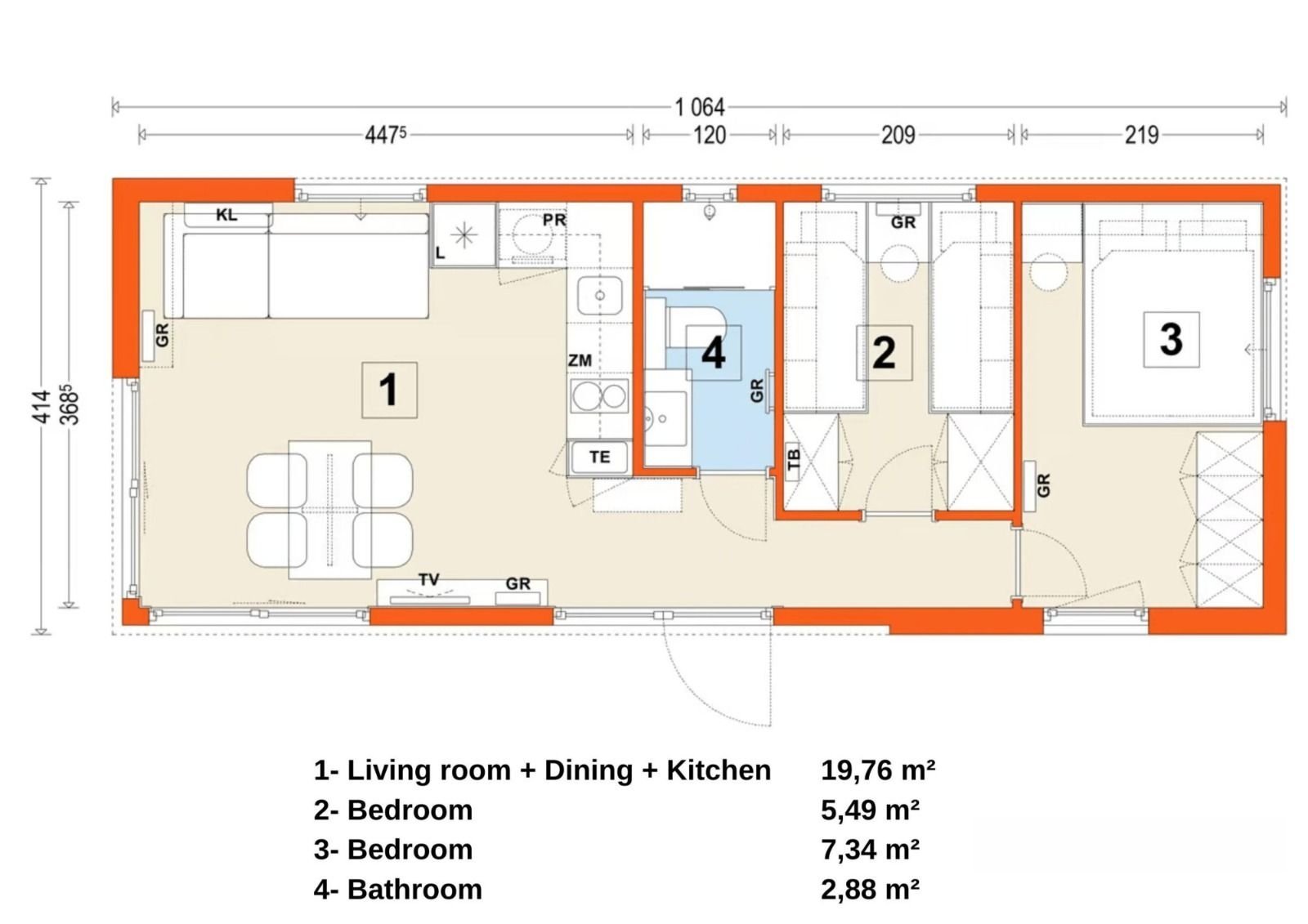 Maison de 3 chambres avec une salle de bain 10×4m – Image 3